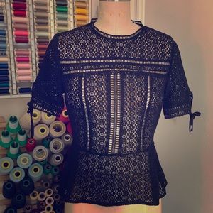*MOVING SALE* Adorable Black Lace Peplum Top